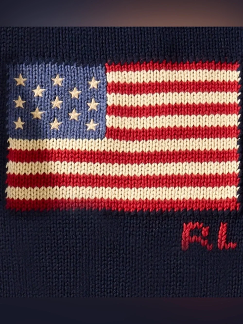 Polo Ralph Lauren Girls Historical American Flag Sweater Dress in Hunter Navy